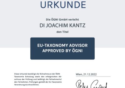 EU Taxonomy Advisor Urkunde